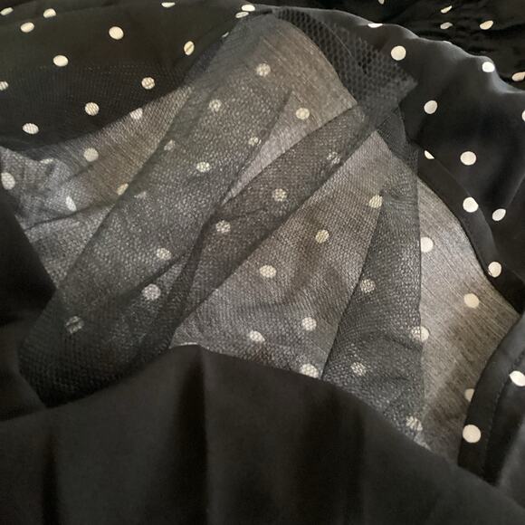 Maje Renota Black White Polka Dot Ruched Bodice Mini Dress 3 L - Picture 11 of 12